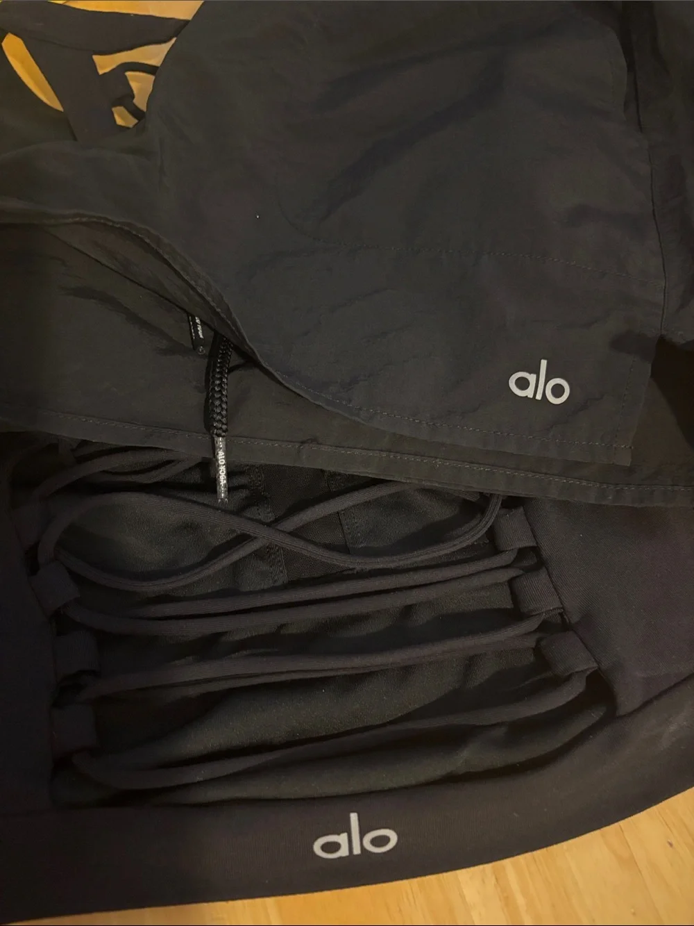 ALO Yoga Black Lattice-Back Athletic Crop Tank